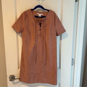 Glamorous Dusty Pink Suede Short Sleeve Dress | XS